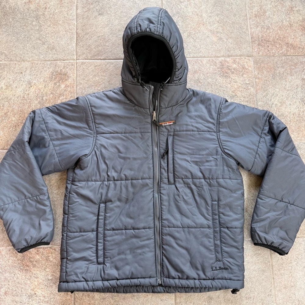 L.L. BEAN Factory Store Full Zip Hooded Parka Puffer Jacket 2000s Gray Size Med